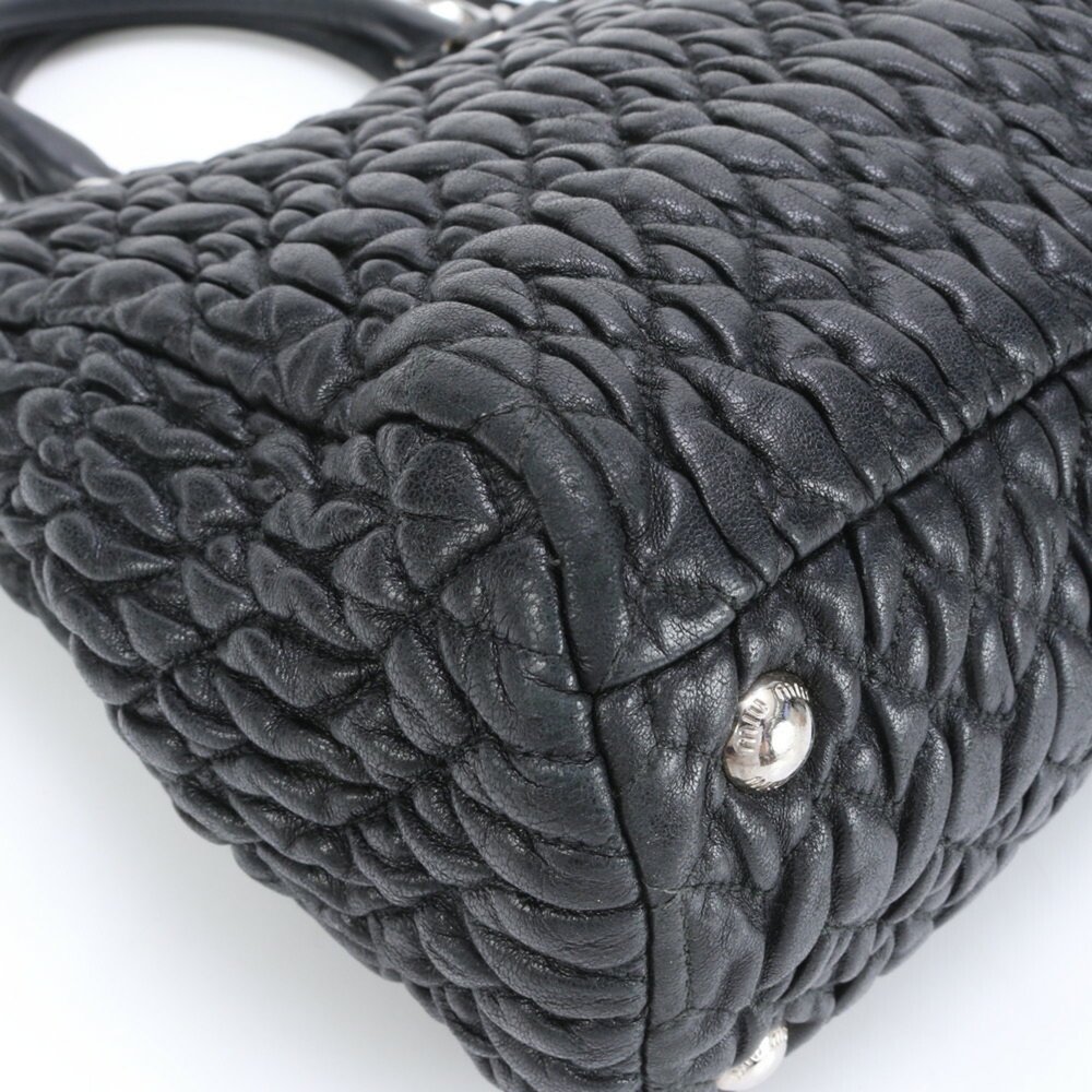 MIU MIU Matelasse Nappa Crystal Leather Shoulder Bag Black - Picture 7 of 15